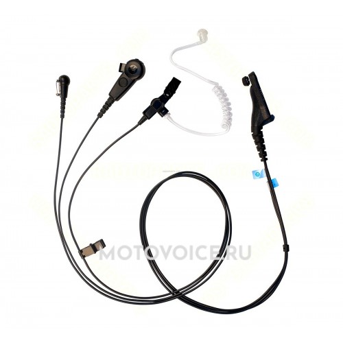 PMLN6123 3-х проводная гарнитура скрытого ношения IMPRES с акустической трубкой, микрофоном РТТ/VOX (черный) для Motorola